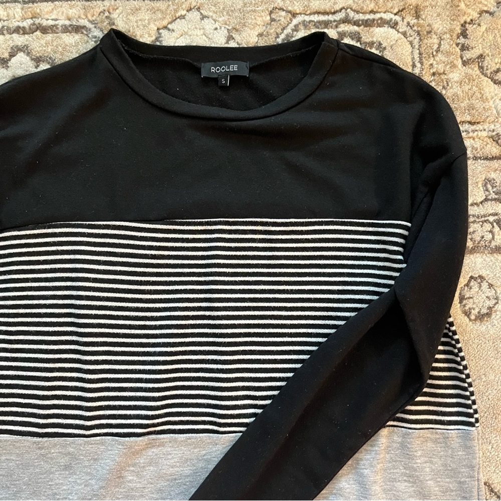 ROOLEE Black Striped Color Block Long Sleeve